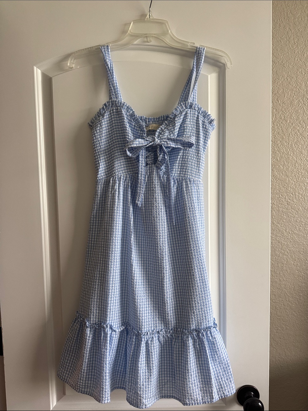 ILLA ILLA Blue and White Gingham Smocked Sundress